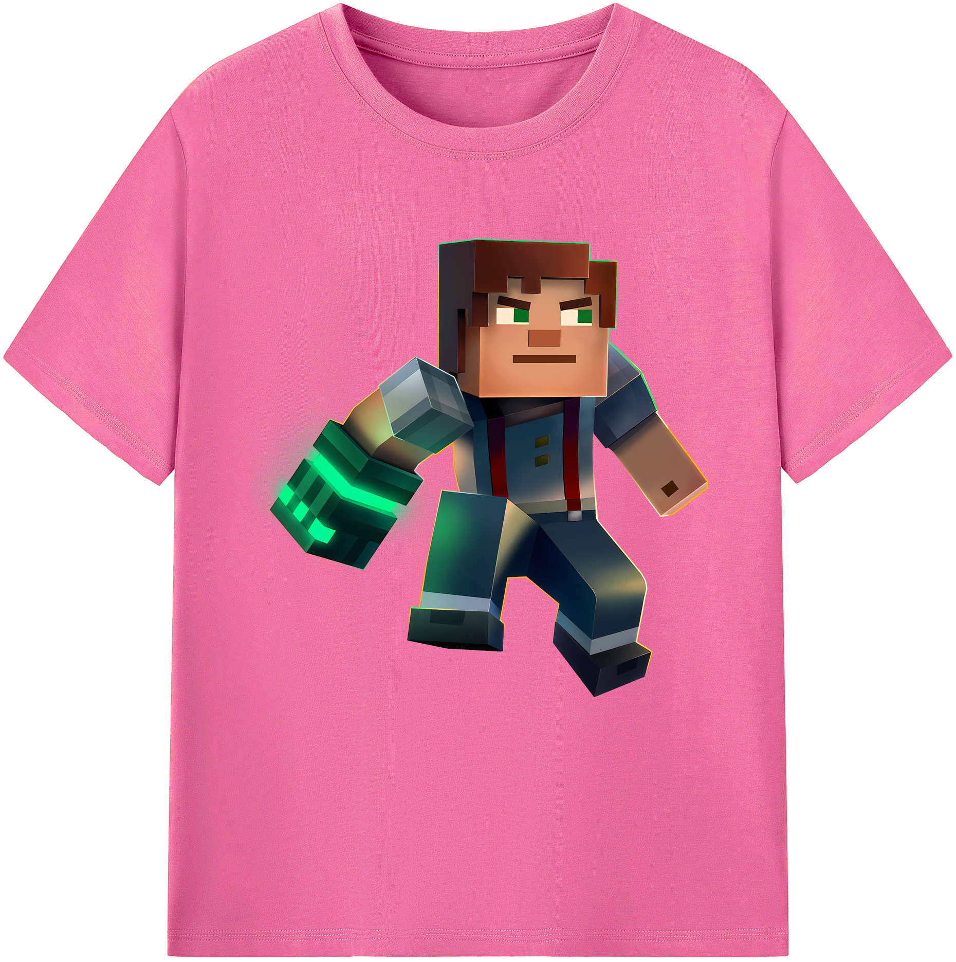 （画像用） マインクラフト ブロックの世界 Minecraft MC Block world レディースカジュアルプリントTシャツ（綿100％）